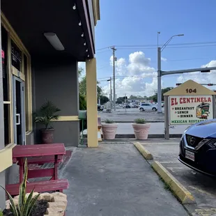 Front of restaurant. Plenty of parking.