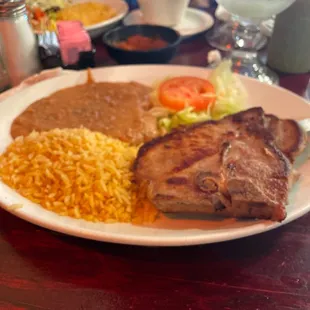 My pork chops and beans &amp; rice was really great and I enjoyed them very much