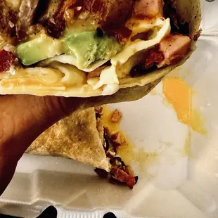 El Cerrito Breakfast Burrito. No Crema and Over Easy.