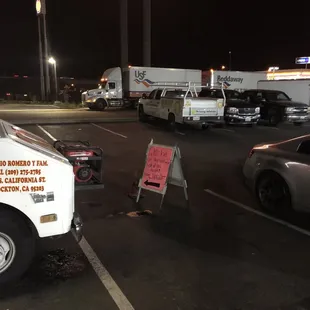 a food truck parked in a parking lot