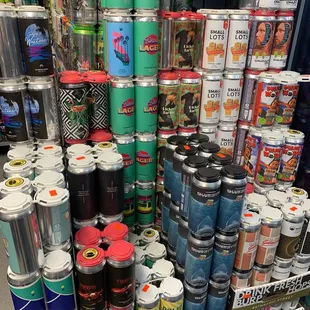 A pallet of craft beer in the walk in refrigerator.