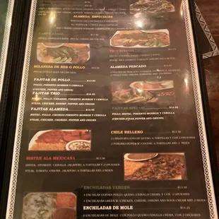 the menu