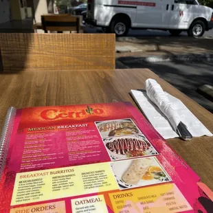 Breakfast menu