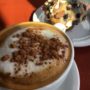 Soy cap and the amazing vegan blueberry muffin