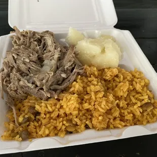 Pernil, Yucca and Arroz con Gandules