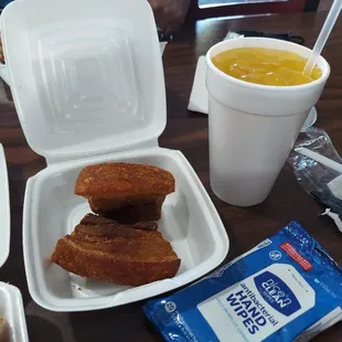 Fried pork with mango fruit juice