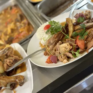 Delicious saltado de pollo and buffet