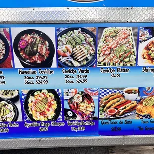 a menu for a mexican food truck