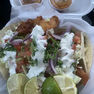Fish and shrimp tacos