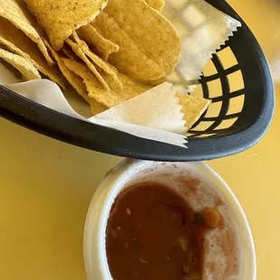 Chips are stale and salsa taste like pace salsa