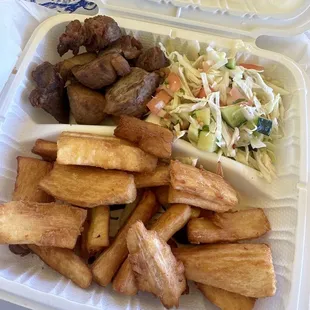Yuca and chicharrón