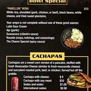 Appetizers Bowls Cachapas