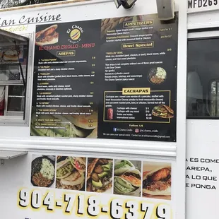 Food truck menu