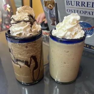 Abue-latte and Mazapán latte, both blended