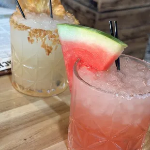 Coconut &amp; watermelon margaritas on the rocks