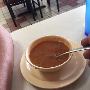 Consome with your meal. It's different