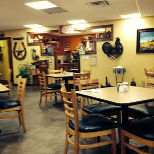 tables and chairs in a restaurant