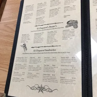 a menu on a table