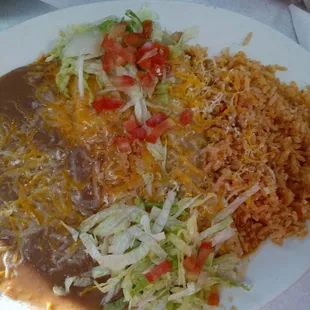 Enchilada/Tamale Combo with Rice and Beans