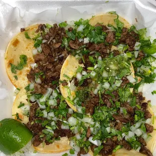 Carne asada cinco tacos