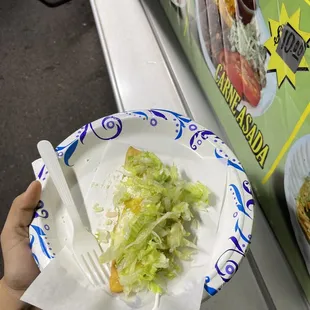 Deep fried quesadilla with mild sauce  Quesadilla frita con salsa verde