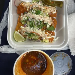 Birria tacquitos with consomme