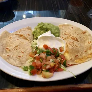 Half order of shrimp quesadillas