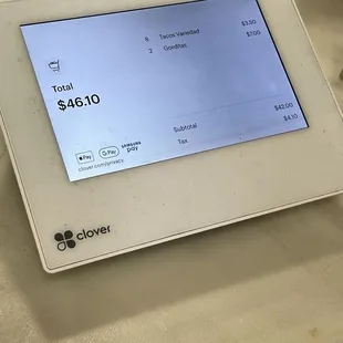 a tablet computer on a counter