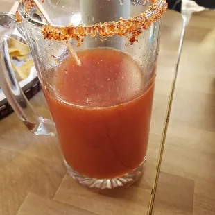 Michelada, not as lemony today as the other 2 times in the last week but still yummy.