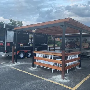 Stay in the shade while you wait for your order and enjoy the outdoors in our New Shaded tables!!!!