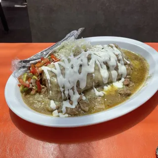 Pork Green Chili Smothered Burrito