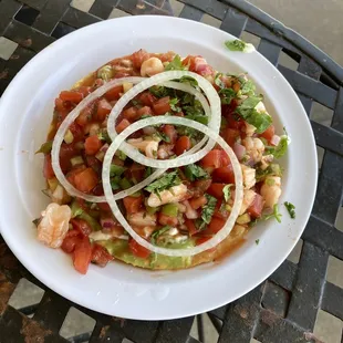 Shrimp ceviche tostada