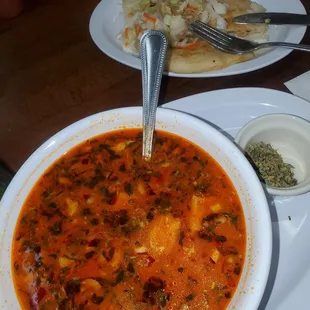 Delicious Menudo &amp; Pupusa Revuelta!! Perfect