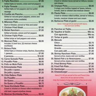 a menu for lunch plates