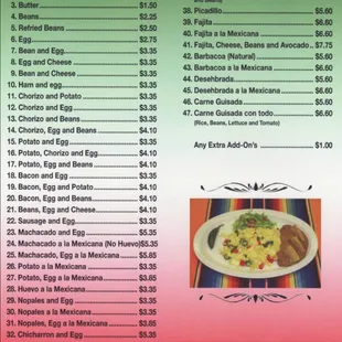 a menu for a mexican restaurant