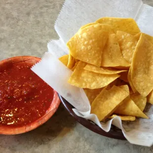 Chips and salsa.  Crisp, light, fresh, and delicious.  Perfect appetizer.