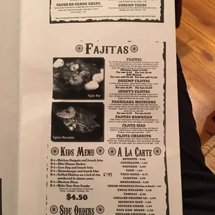 a menu for a mexican restaurant