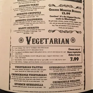 a menu for a mexican restaurant