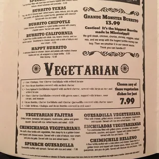 a menu for a mexican restaurant