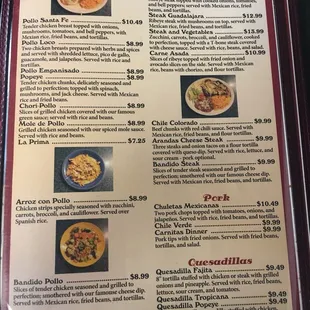 a menu for a mexican restaurant