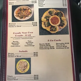 a menu for a mexican restaurant