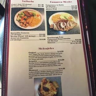a menu for a mexican restaurant