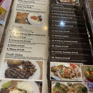 a menu for a mexican restaurant
