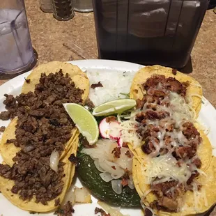 6 Mini Tacos (Carne Asada and Alambres)