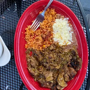 a plate of mexican food on a table