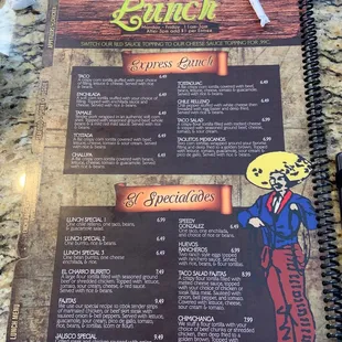 Lunch menu