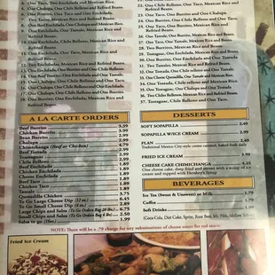 a menu for a mexican restaurant