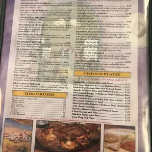 a menu for a mexican restaurant