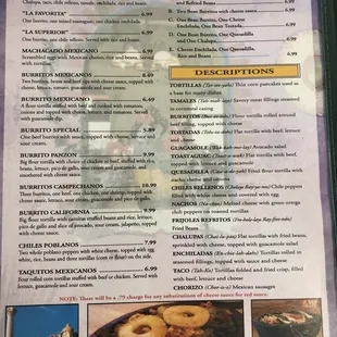 a menu for a mexican restaurant
