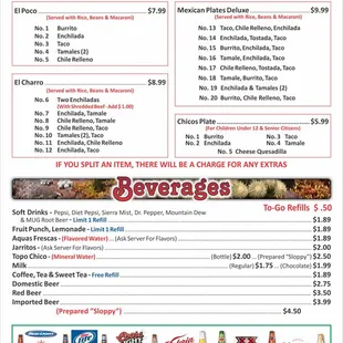 a menu for a mexican restaurant